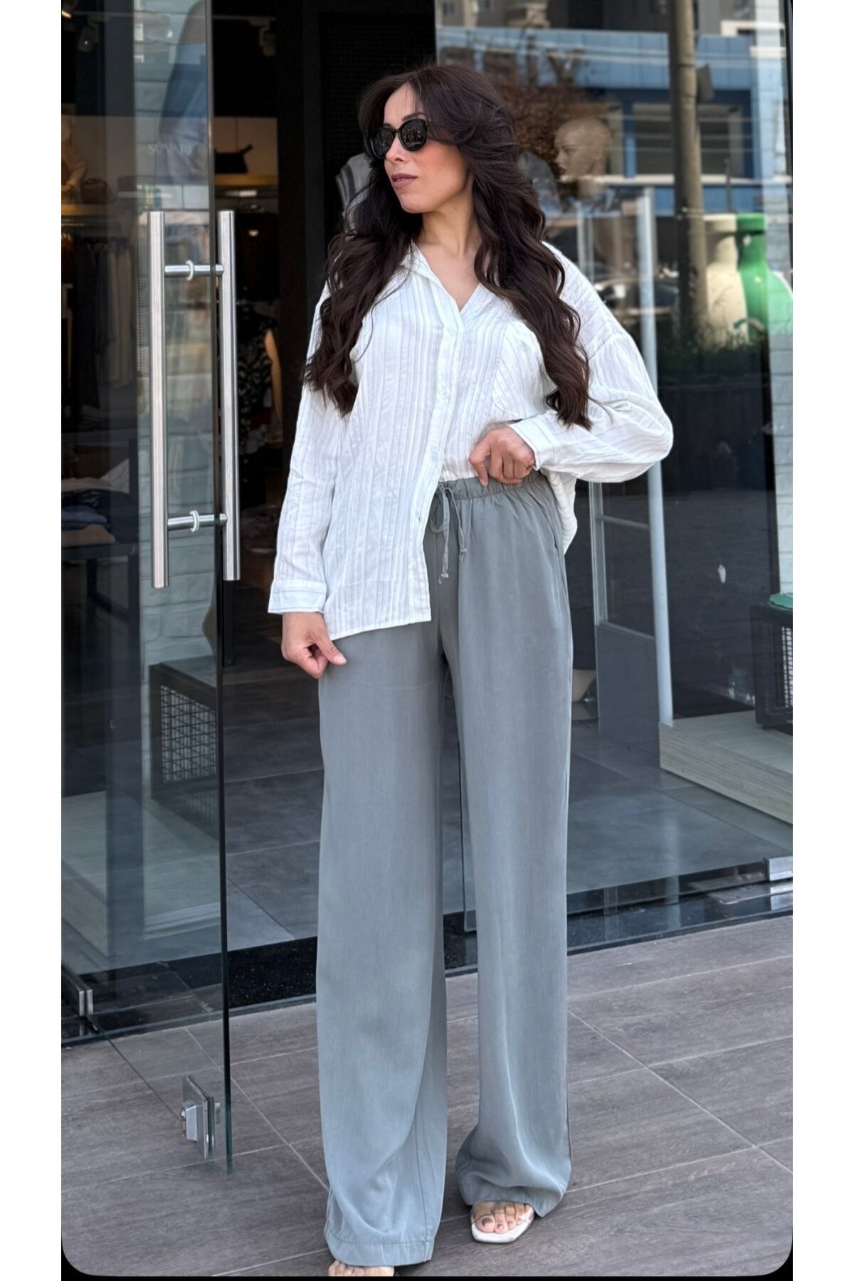 Kadın Çizgili Oversize Gömlek
