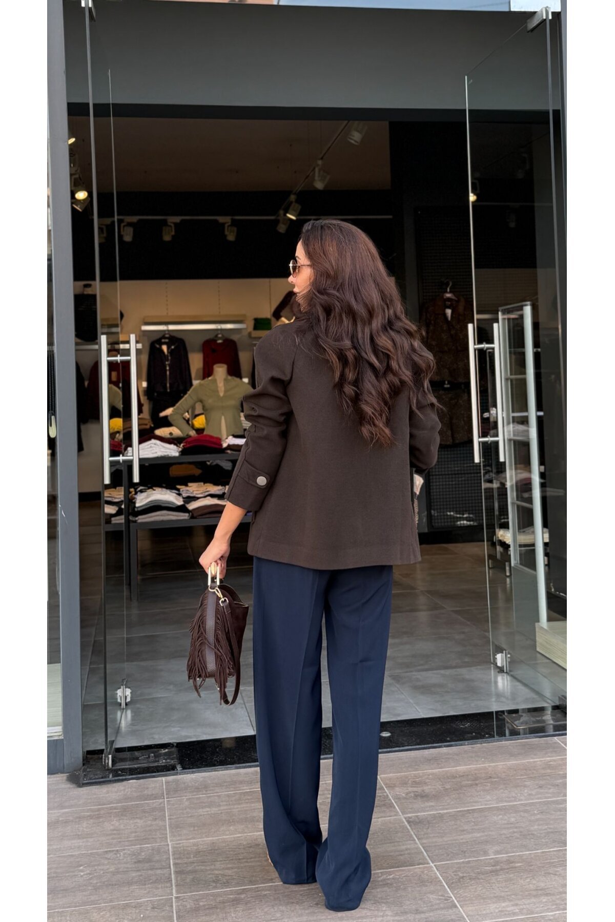 Kadın Düğmeli Kurvaze Kısa kaban