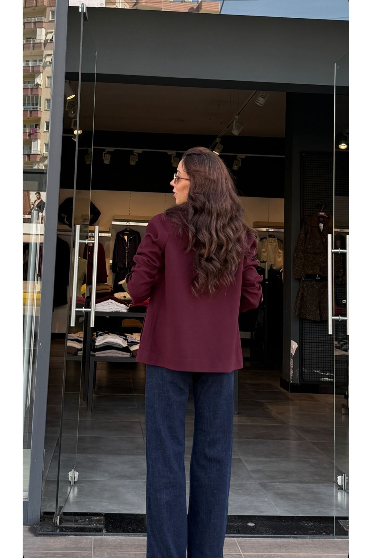 Kadın Düğmeli Kurvaze Kısa kaban