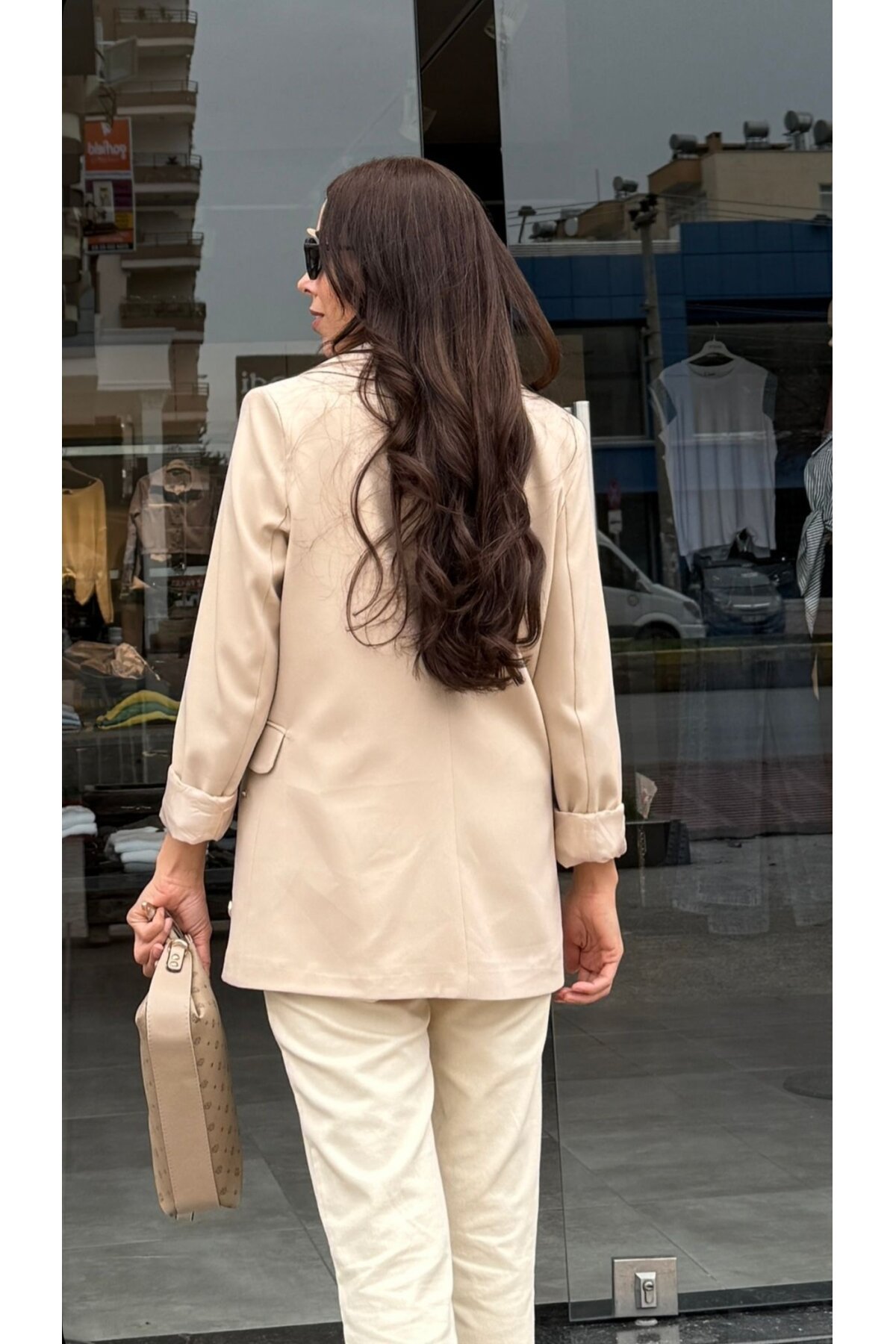 Kadın Gold Zımba Detaylı Blazer Ceket