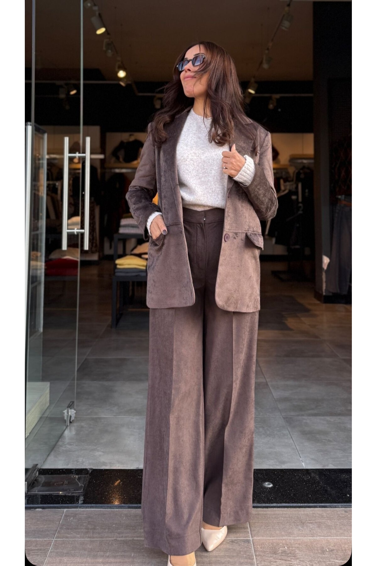 kadın Kadife Pantolon Ceket Takım