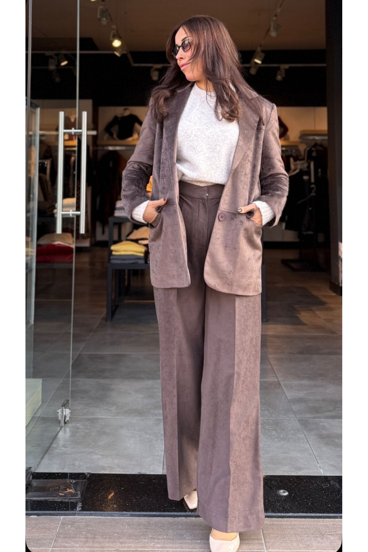 kadın Kadife Pantolon Ceket Takım