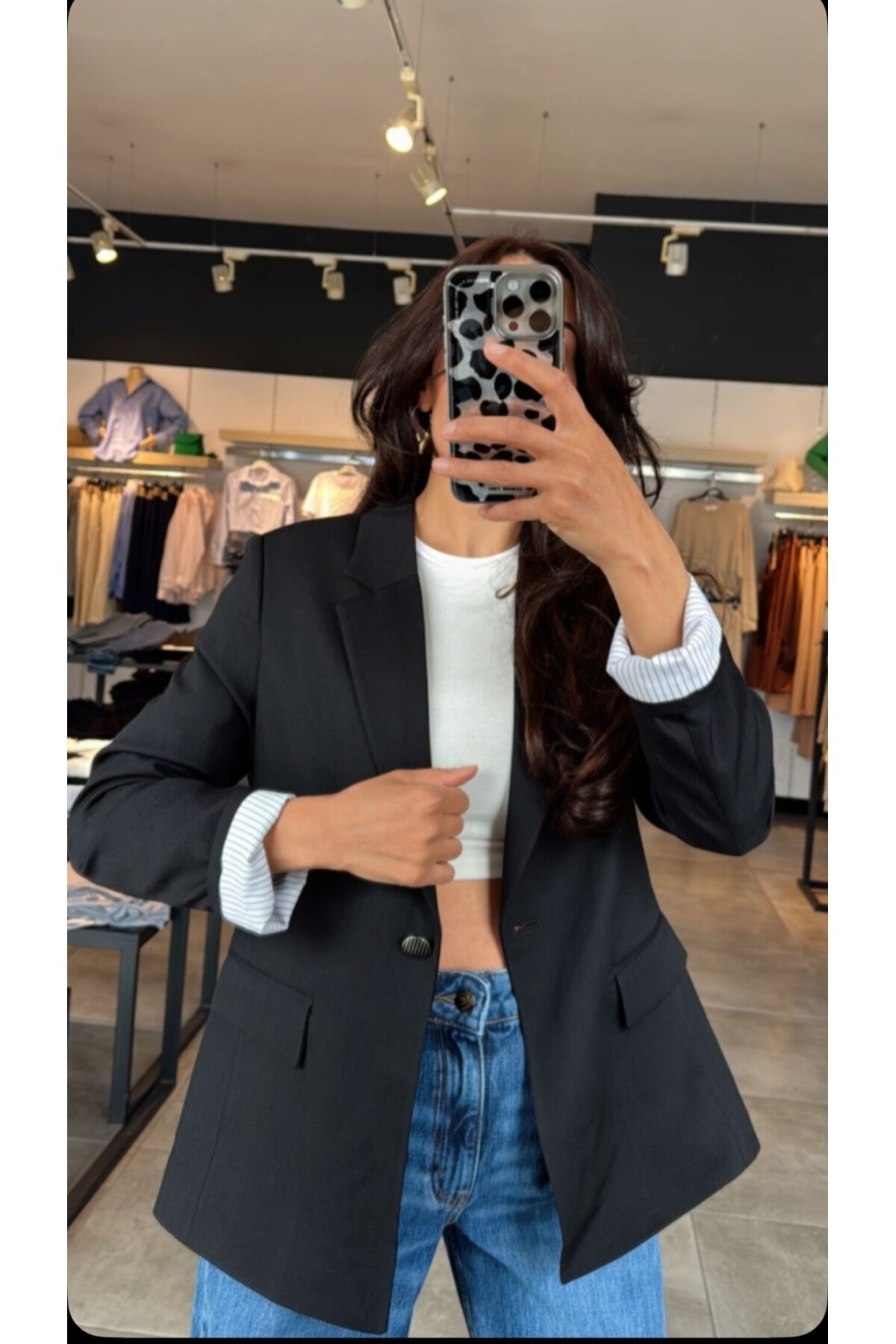 Kadın Keten Görünümlü Blazer Ceket