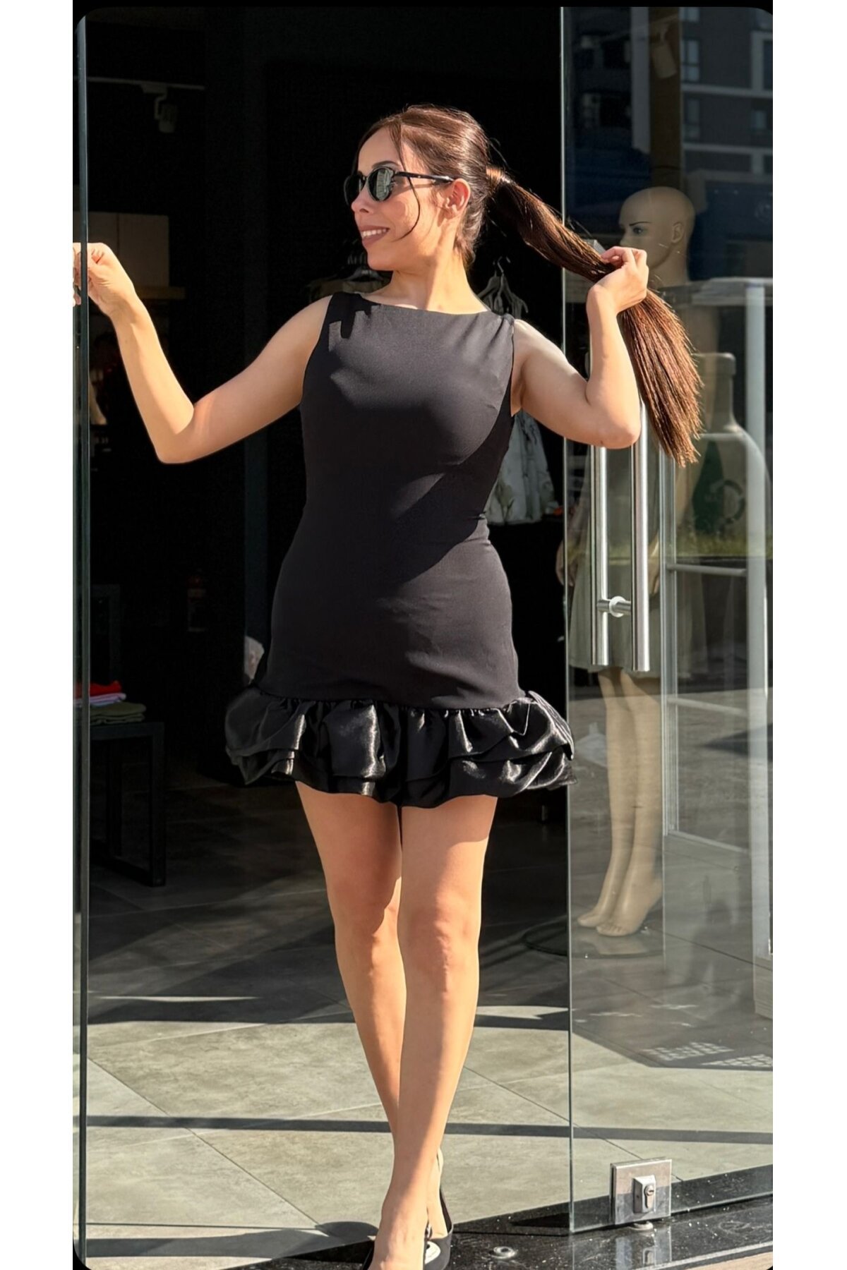 Kadın Mini Abiye Altı Saten Balon Elbise