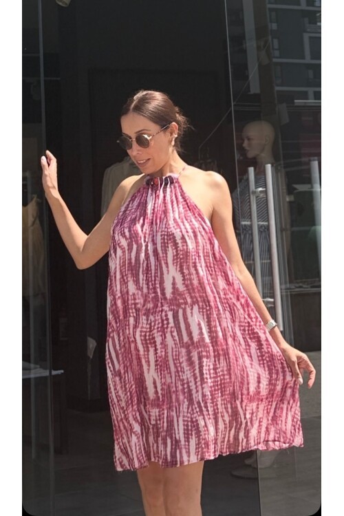 Kadın Desenli Şifon Elbise