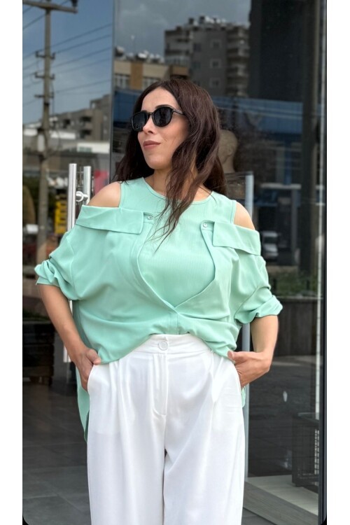 Kadın İçi Atlet Modeli Omuz Dekolteli Gömlek