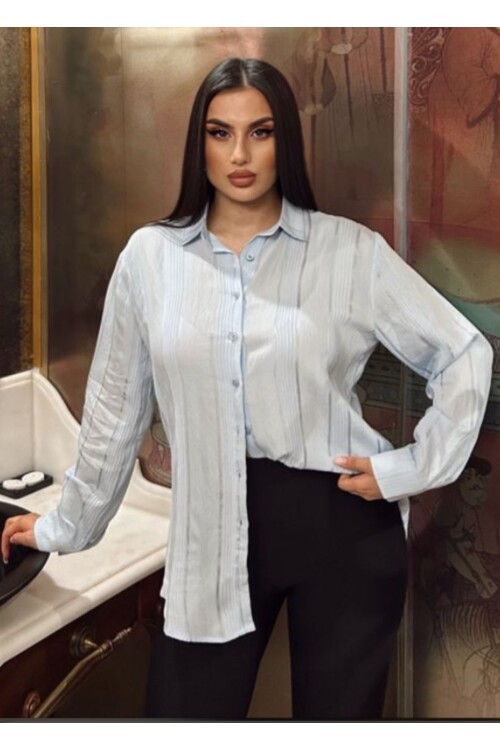 Kadın Kendinden Çizgili Gömlek
