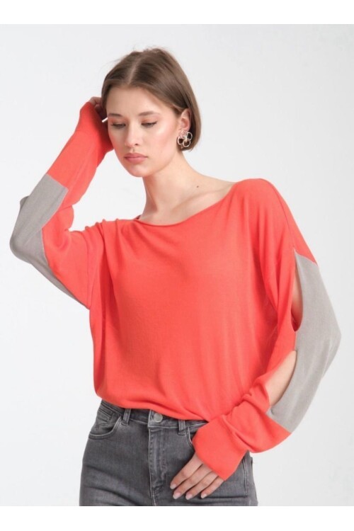 Kadın Kol Yırtmaçlı İki Renkli Merserize