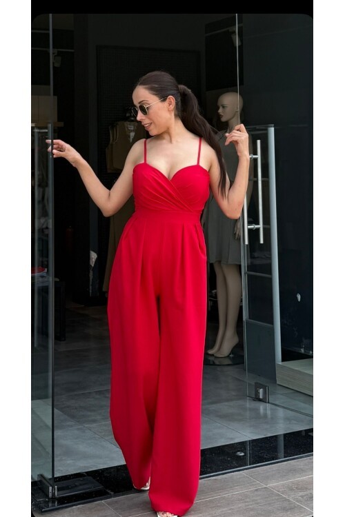 Kadın Kruvaze Askılı Şık Tulum