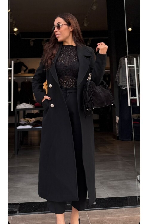 Kadın Maxsi Boy Kaşe Kaban