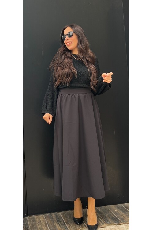 Kadın midi etek yan cepli