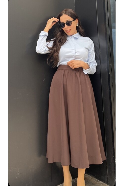 Kadın midi yan cepli etek