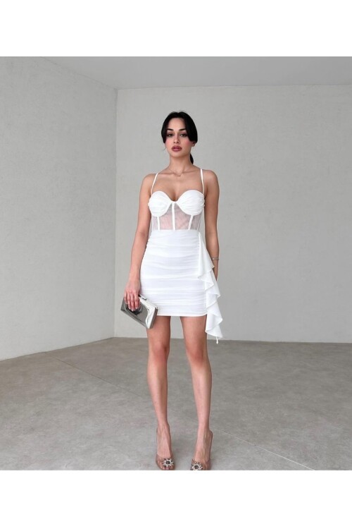 Kadın Mini Askılı Yanlar büzgülü Elbise